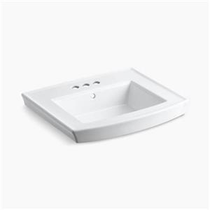 KOHLER Archer 23.94-in x 7.88-in White Porcelain Pedestal Sink