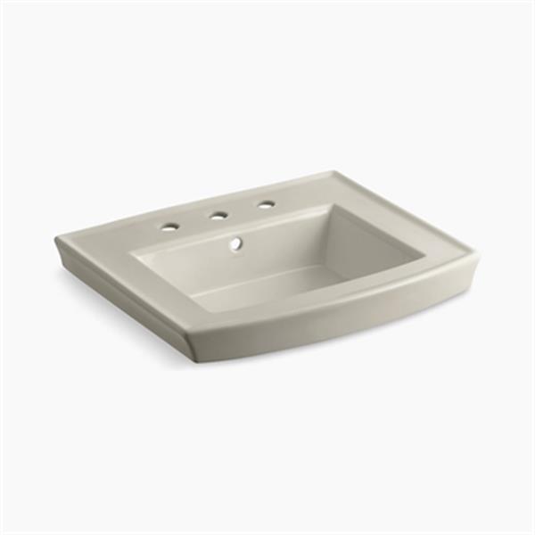 KOHLER Archer 23.94in x 7.88in Sandbar Porcelain Pedestal Sink 23588