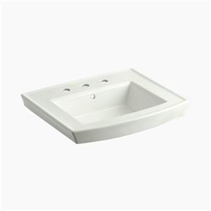 KOHLER Archer 23.94-in x 7.88-in Off White Porcelain Pedestal Sink