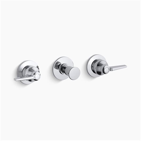 KOHLER Triton Polished Chrome Three Handle Wall-Mount Valve Trim