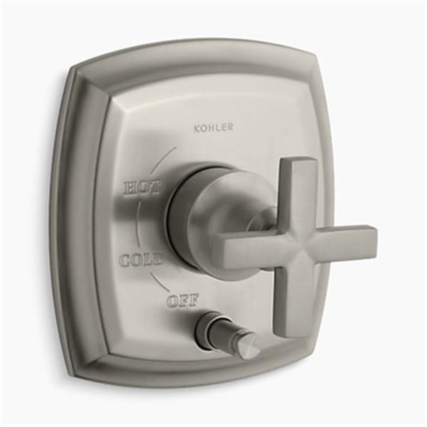 Kohler Margaux Vibrant Brushed Nickel Rite Temp Pressure Balancing Valve Trim With Push Button 7491