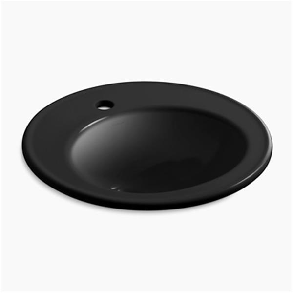 KOHLER Brookline 21-in Black Porcelain Self Rimming Sink