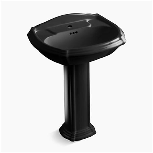 KOHLER Portrait 27in x 36.50in Black Porcelain Pedestal Sink 222117