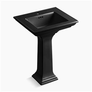KOHLER Memoirs 24.50-in Black Fire Clay Pedestal Sink with Stately Design