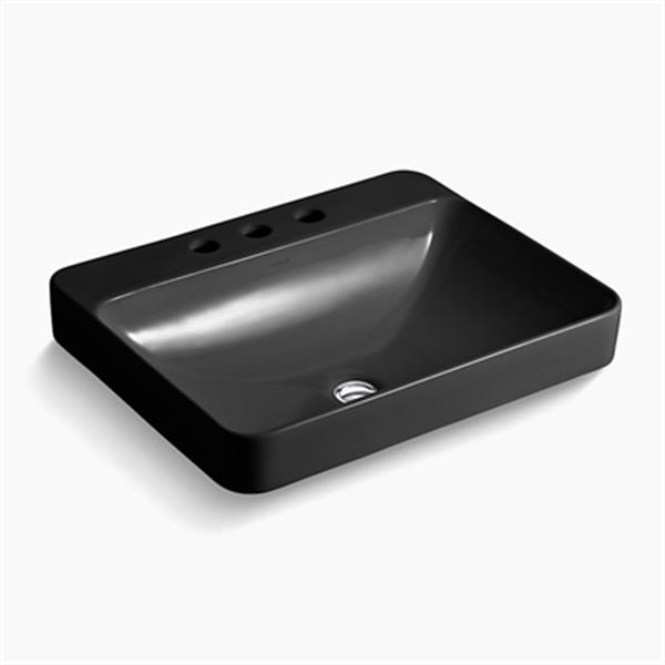 KOHLER Vox 23-in Black Porcelain Sink with Faucet Deck