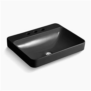 KOHLER Vox 23-in Black Porcelain Sink with Faucet Deck