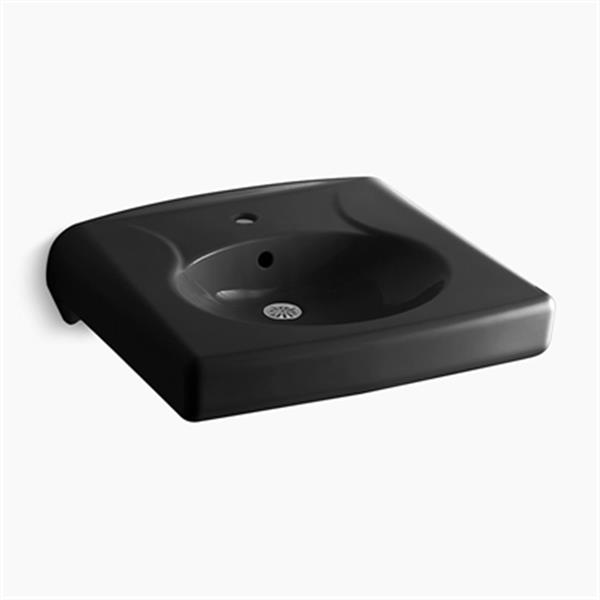KOHLER Brenham 21.94-in Black Rectangular Wall Mounted Sink