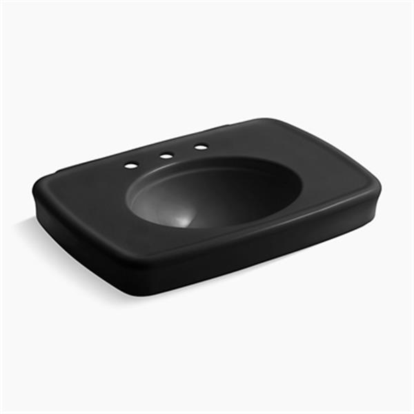 KOHLER Bancroft 30.38in x 8.69in Black Pedestal Sink Top with Faucet