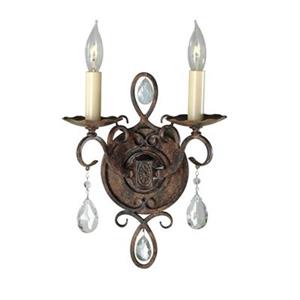 Feiss Chateau Collection Mocha Bronze Opal Etched 2-Light Wall Sconce