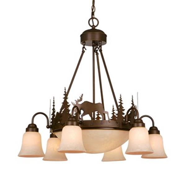 Cascadia Yellowstone 9-Light Bronze Rustic Moose Chandelier