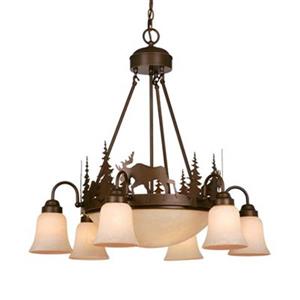 Cascadia Yellowstone 9-Light Bronze Rustic Moose Chandelier