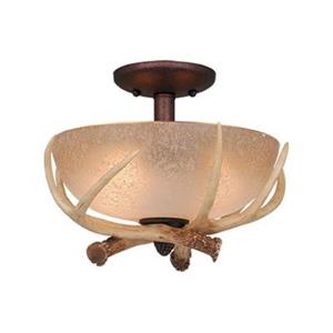 Cascadia Lodge LED Bronze Antler Flush Ceiling Light or Fan Light