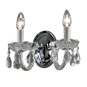 Classic Lighting Monticello Collection Chrome Italian Crystal 2-Light Wall Sconce