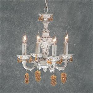 Classic Lighting Gabrielle Collection 12-in x 15-in Antique White Grape Cluster 4-Light Mini Chandelier