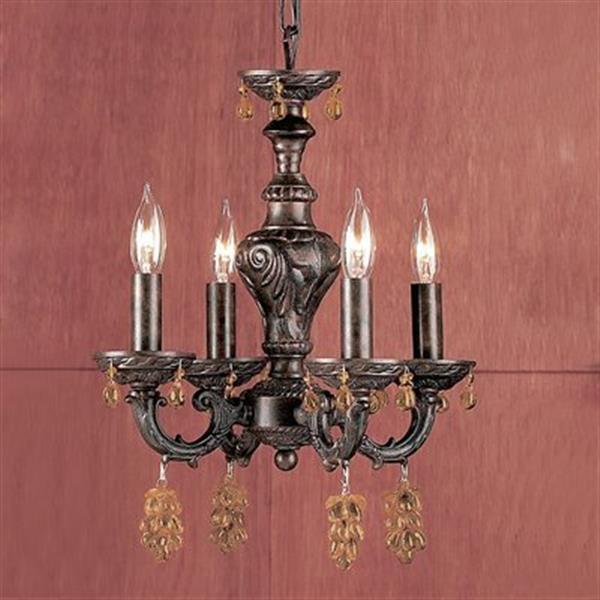 Classic Lighting Gabrielle Collection 12-in x 15-in Olde Gold Grape Cluster 4-Light Mini Chandelier