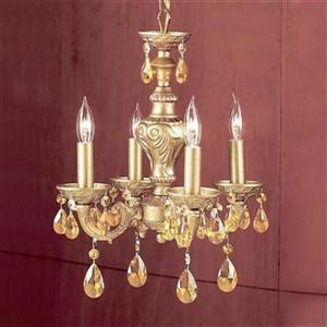 Classic Lighting Gabrielle Collection 12-in x 15-in Olde Gold Prisms Amber 4-Light Mini Chandelier