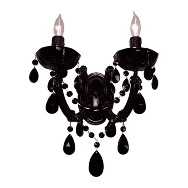Classic Lighting Rialto Traditional Gold Plated Crystalique Black 2-Light Wall Sconce