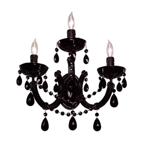 Classic Lighting Rialto Traditional Black on Black Crystalique Black 3-Light Wall Sconce