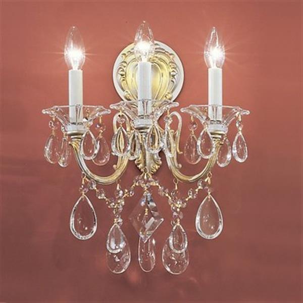 Classic Lighting Veneto Millennium Silver Crystalique 3-Light Wall Sconce