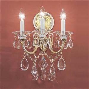 Classic Lighting Veneto Roman Bronze Crystalique Golden 3-Light Wall Sconce