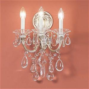 Classic Lighting Veneto Silverstone Crystalique 3-Light Wall Sconce
