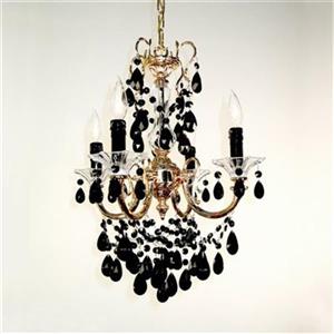 Classic Lighting Via Veneto Collection 17-in x 25-in 24k Gold Plate Crystalique Black 4-Light Mini Chandelier