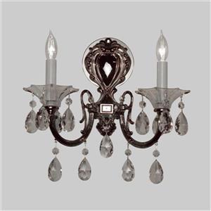 Classic Lighting Via Lombardi Champagne Pearl Crystalique Black 2-Light Wall Sconce