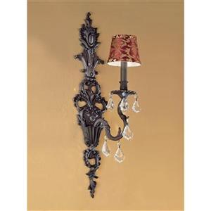 Classic Lighting Majestic Aged Bronze Crystalique Black Wall Sconce