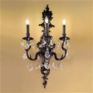 Classic Lighting Majestic 29-in x 16-in Aged Bronze with Swarovski Spectra Crystals 3-Light Wall Sconce