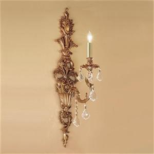 Classic Lighting Majestic Imperial 29-in Aged Pewter Swarovski Crystalique Plus 1 Light Wall Sconce