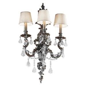 Classic Lighting Majestic Imperial 29-in x 16-in Aged Bronze with Swarvoski Strass Crystals 3-Light Wall Sconce