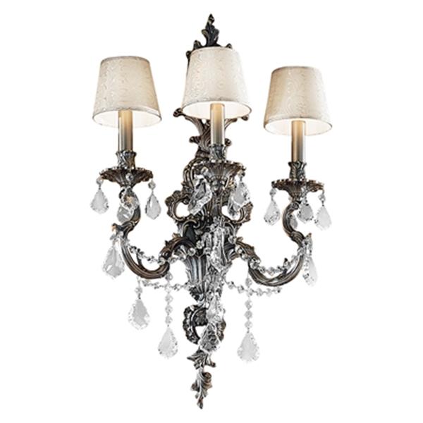 Classic Lighting Majestic Imperial 29-in x 16-in French Gold with Crystalique Golden Crystals 3-Light Wall Sconce