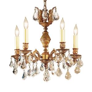 Classic Lighting Chateau Collection 36-in Aged Pewter Crystalique Golden Teak 5-Light Chandelier