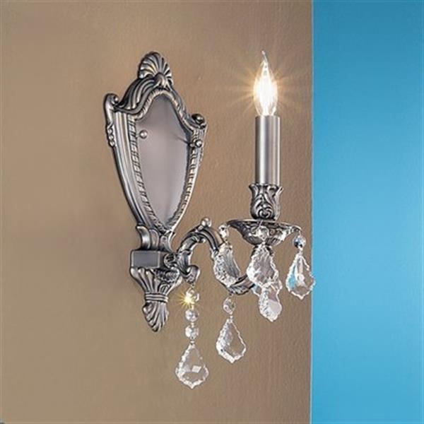 Classic Lighting Chateau Imperial Aged Pewter Crystalique Golden Teak Wall Sconce