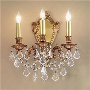 Classic Lighting Chateau Imperial Aged Pewter Crystalique Black 3-Light Wall Sconce