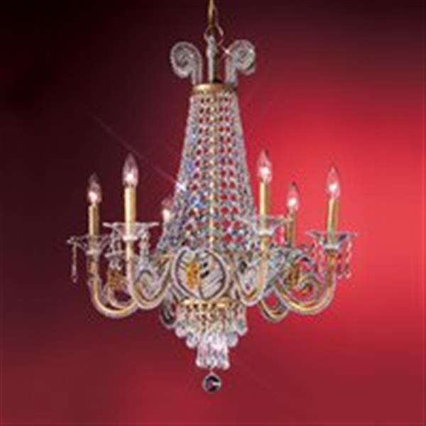 Classic Lighting 6-Light Gold Beaded Leaf Chandelier