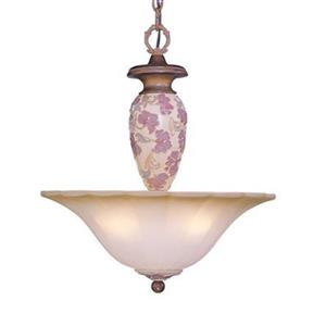 Classic Lighting 3-Light Tapestry Honey Walnut Large Bowl Pendant Light