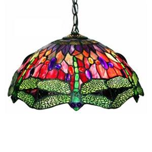 Warehouse of Tiffany 2-Light Tiffany Style Red Dragonfly Large Pendant Light