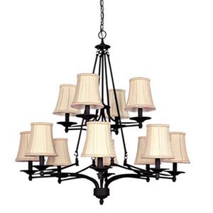 Amlite Lighting Hampshire Textured Black 12-Light Chandelier