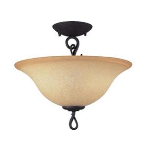 Amlite Lighting Renaissance 3-Light Forged Iron Semi Flush Ceiling Light