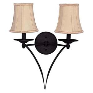 Amlite Lighting Hampshire 18.25 -in x 15.25-in Textured Black 2-Light Wall Sconce
