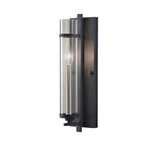 Feiss Ethan 17-in x 5-in Antique Forged Iron / Brushed Steel Wall Sconce
