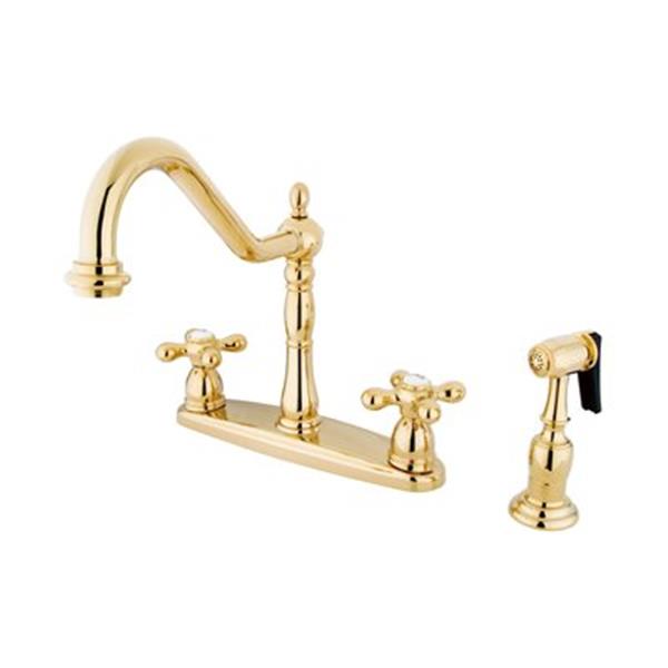 Elements of Design New Orleans Polished Brass Kitchen Faucet With Sprayer