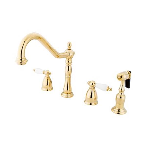 Elements of Design New Orleans Adjustable Polished Brass Kitchen Faucet With Sprayer