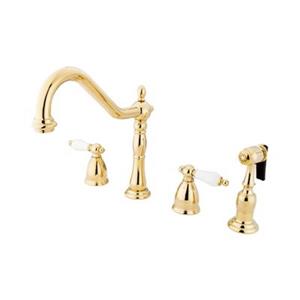 Elements of Design New Orleans Adjustable Polished Brass Kitchen Faucet With Sprayer