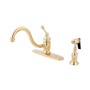 Elements of Design Hot Springs Buckingham Polished Brass Kitchen Faucet With Sprayer
