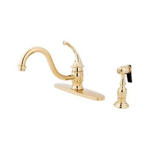 Elements of Design Georgian Polished Brass Kitchen Faucet With Sprayer