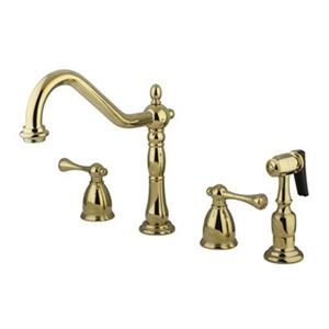 Elements of Design English Country Polished Brass Widespread Kitchen Faucet With Sprayer