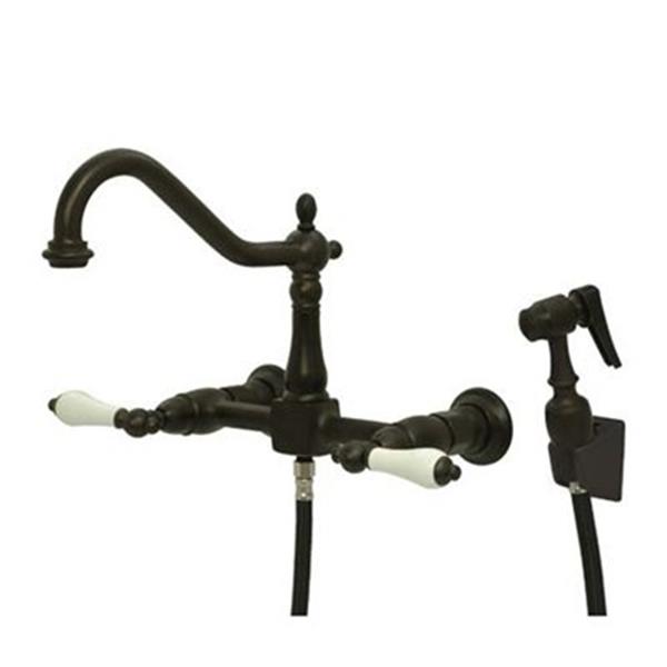 Elements of Design Wall Mounted Oil-Rubbed Bronze Kitchen Faucet With Sprayer