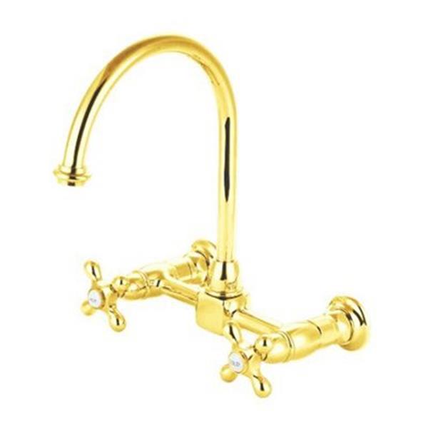 Elements of Design Polished Brass Wall Mounted Kitchen Faucet